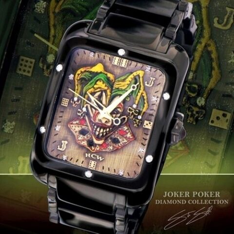 Joker Poker Watch Stainless Black IP Bracelet .30 ct Diamonds