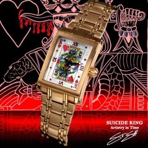 Suicide King Poker Watch SS Plated 18 ct Rose Gold Three Micron