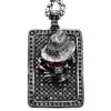 DT100-A The Gangster Skull Dog Tag in Sterling Silver with Black Diamonds and Rubies, designed by Steve Soffa