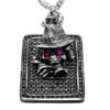 DT100-A The Gangster Skull Dog Tag in Sterling Silver with Black Diamonds and Rubies, designed by Steve Soffa