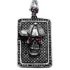 DT102-A The Player Skull Dog Tag in Sterling Silver with Black Diamonds and Rubies, designed by Steve Soffa