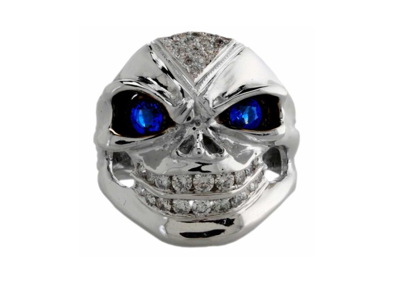 Terminator :: Ring 14kt White Gold with Sapphires and Diamonds