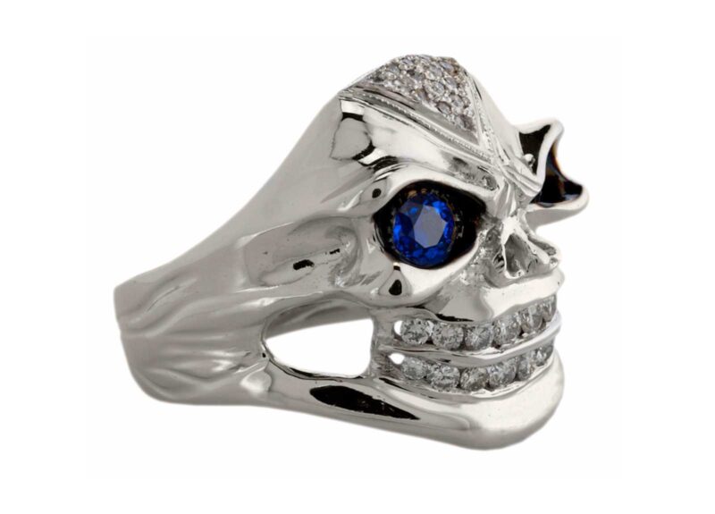 Terminator :: Ring 14kt White Gold with Sapphires and Diamonds - Image 3