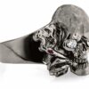 RG100BK-WHT The Clarence Catskills skull ring is cast in 27 grams 999 Sterling Silver with white synthetic stones, designed by Steve Soffa