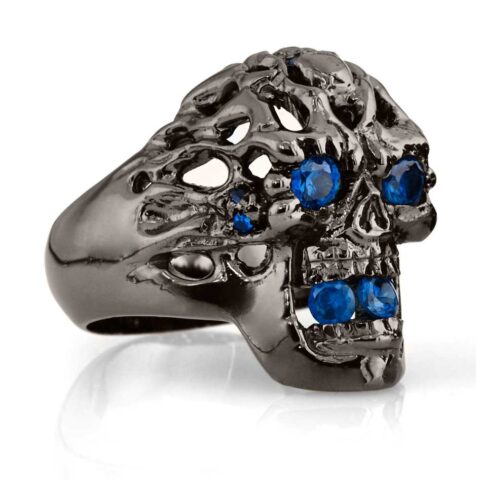RG114BK-BL Brainiac Ring in Sterling Silver with Blue Stones (Black Collection), designed by Steve Soffa