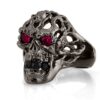 RG114BK-RD-BK Brainiac Ring in Sterling Silver with Red & Black Stones (Black Collection), designed by Steve Soffa