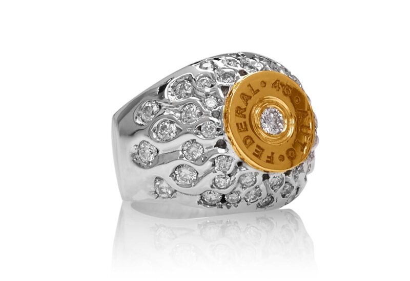 Flaming Bullet "Federal" :: Ladies' Ring in White Diamonds - Image 2