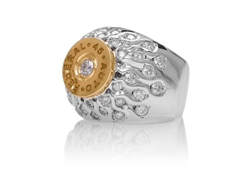 Flaming Bullet "Federal" :: Ladies' Ring in White Diamonds - Image 3