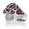 RG3022WG-A Blazing Bruno Skull Ring (Front Side View) in White Gold with Rubies, designed by Steve Soffa