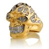 RG3022YG-A Blazing Bruno Skull Ring (Front Side View) in Yellow Gold with White Diamonds, designed by Steve Soffa