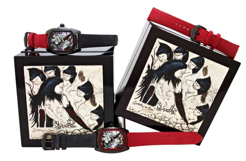 Black Widow Watch :: in Stainless Steel in Black IP with Red Swarovski Crystals - Image 5