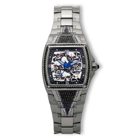 HCW806DC-SS-BK Lost Skulls Watch Stainless Steel with 3.5 ct Black Diamonds and 1ct White Diamonds