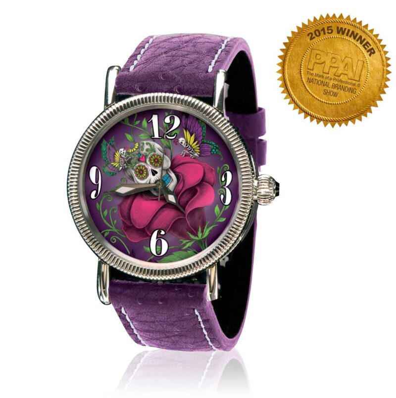 Life In Bloom Skull Watch (Floración En Vida) :: in Purple with Purple Strap (Calaveras De Azucar Colleción)