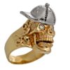 RG1002-A The Player Skull Ring (Front Right Side View) in Yellow and White Gold, with White and Black Diamonds, designed by Steve Soffa