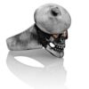 RG104-B The Artist Skull Ring (Right Front Side View) in Sterling Silver with Amber Stones, designed by Steve Soffa