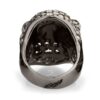 RG326BK-BL-WHT Vicious Vinnie Skull Ring (Back View) in Sterling Silver with Blue & White Stones (Black Collection), designed by Steve Soffa