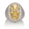 RG4006 Skull Ring in White and Yellow Gold, with White & Chocolate Diamonds, designed by Steve Soffa