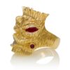 RG7012-YG Lono (Tiki Ring with Cigar) Yellow Gold with Rubies and White Diamonds (Tiki Collection)