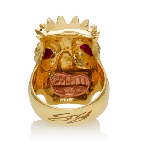 RG7012-YG Lono (Tiki Ring with Cigar) Yellow Gold with Rubies and White Diamonds (Tiki Collection)