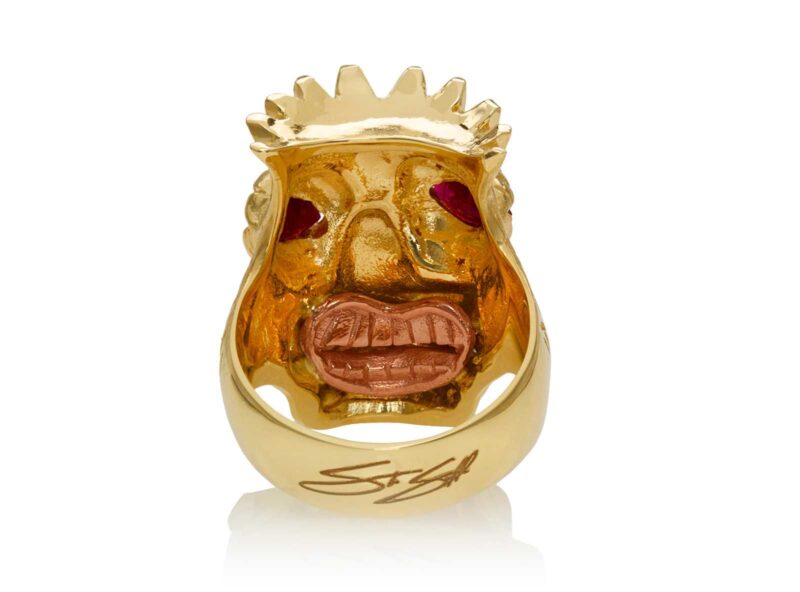 RG7012-YG Lono (Tiki Ring with Cigar) Yellow Gold with Rubies and White Diamonds (Tiki Collection)