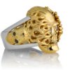 RG1020YGSIL Hot Head Harry Skull Ring (Right Side View) in Yellow Gold and Silver with White and Black Diamonds, designed by Steve Soffa