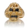 RG1140-A Brainiac skull ring Yellow Gold with Black Diamonds, designed by Steve Soffa