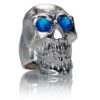 RG350B Barbarian Skull Ring Large Sterling Silver with Blue Stones, designed by Steve Soffa