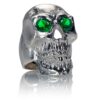 RG350C Barbarian Skull Ring Large Sterling Silver with Green Stones, designed by Steve Soffa