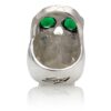 RG350C Barbarian Skull Ring Large Sterling Silver with Green Stones, designed by Steve Soffa