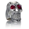 RG350A Barbarian Skull Ring Large Sterling Silver with Red Stones, designed by Steve Soffa