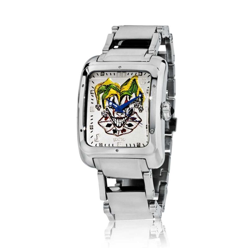 HCW304-SS Joker Poker Watch in Crafted Stainless Steel, Polished Silver Bracelet, designed by Steve Soffa