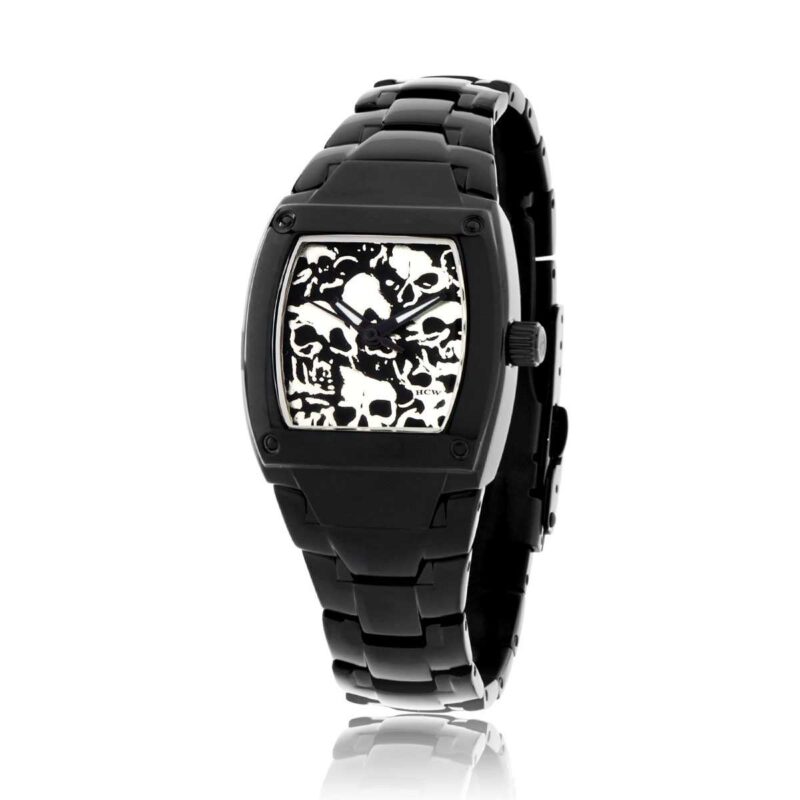 Lost Skulls Ladies Watch in Black Stainless Steel, Die Struck Dial, designed by Steve Soffa