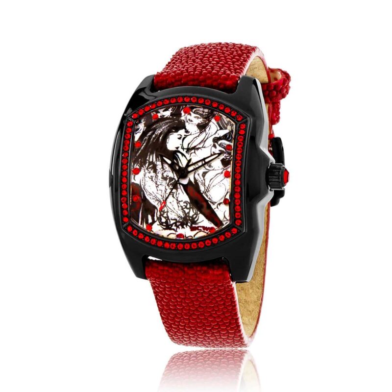 Black Widow Watch :: in Stainless Steel in Black IP with Red Swarovski Crystals