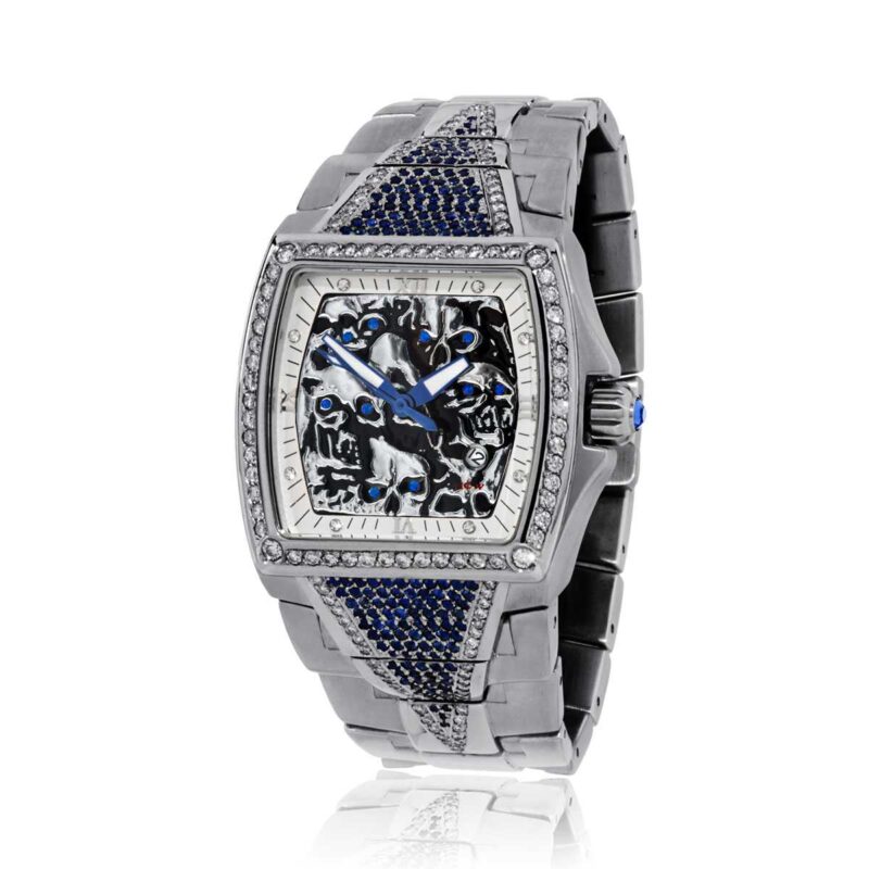 HCW806DC-SS-SAP Lost Skulls Watch in Stainless Steel with 3.5 ct Blue Sapphires and 1ct White Diamonds