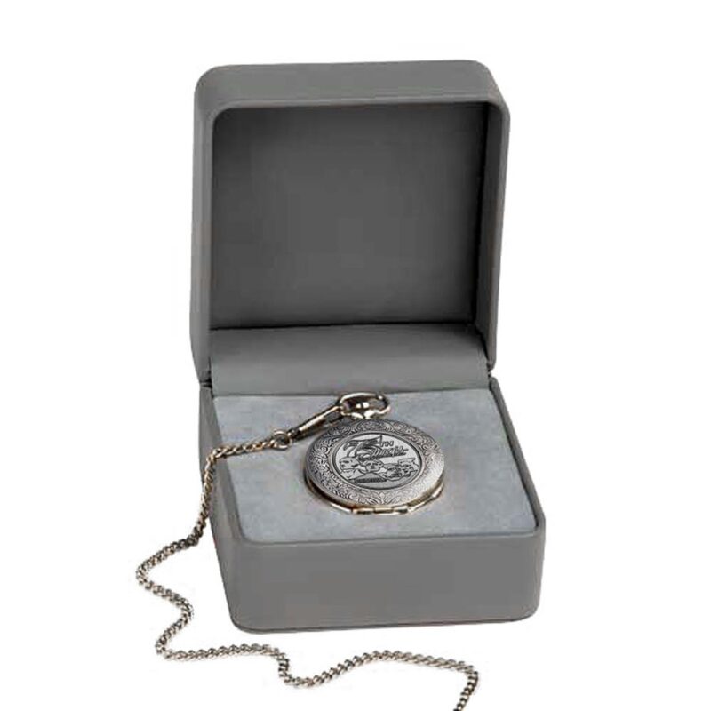 Box (open) for Sturgis 75th Anniversary “Rushmore Logo” Special Edition Pocketwatch with Custom Engraving