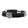 BR387-SILBK Sturgis 75th Bracelet Sterling Silver Bindings, Black Braided Leather