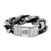 BR449-SSBK Sturgis 75th Bracelet Silver Stainless Steel, Black Braided Leather