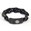 BR605-SSBKBK-1 Sturgis 75th Bracelet Black Stainless Steel, Black Braided Leather