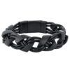 BR605-SSBKBK-2 Sturgis 75th Bracelet Black Stainless Steel, Black Braided Leather