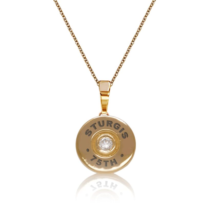 Sturgis 75th Anniversary Pendant "Bullet" :: in Yellow Gold with White Diamond