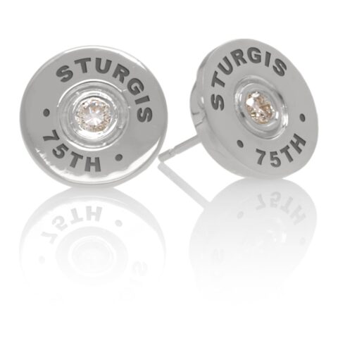 Sturgis 75th Anniversary Earring "Bullet" :: in White Gold with White Diamond