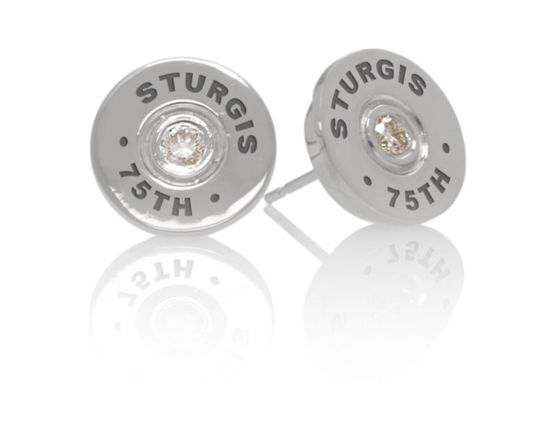 Sturgis 75th Anniversary Earring "Bullet" :: in White Gold with White Diamond