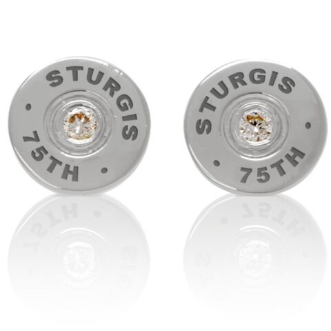 Sturgis 75th Anniversary Earring "Bullet" :: in White Gold with White Diamond