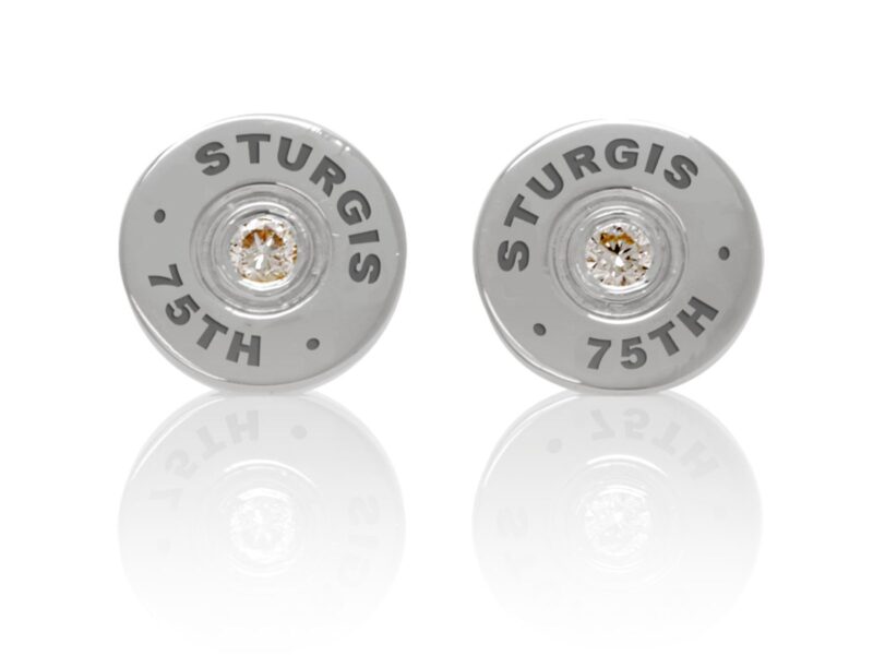 Sturgis 75th Anniversary Earring "Bullet" :: in White Gold with White Diamond