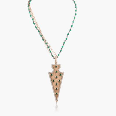 PD19083RSGS-B Arrowhead Rose Color Green and white stones