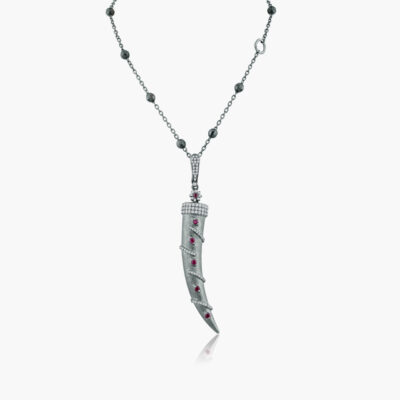 PD21997GS Claw shape pink sapphires white diamonds