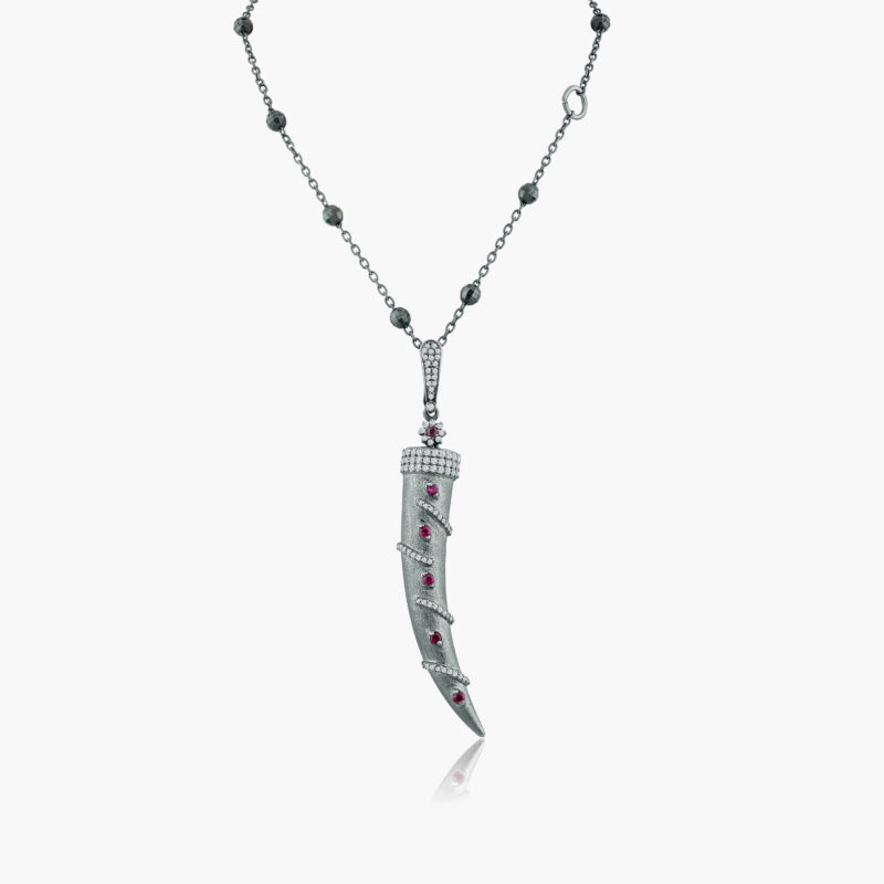 CLAW PENDANT :: STERLING SILVER WITH PRECIOUS STONES MODEL PD21997-GS