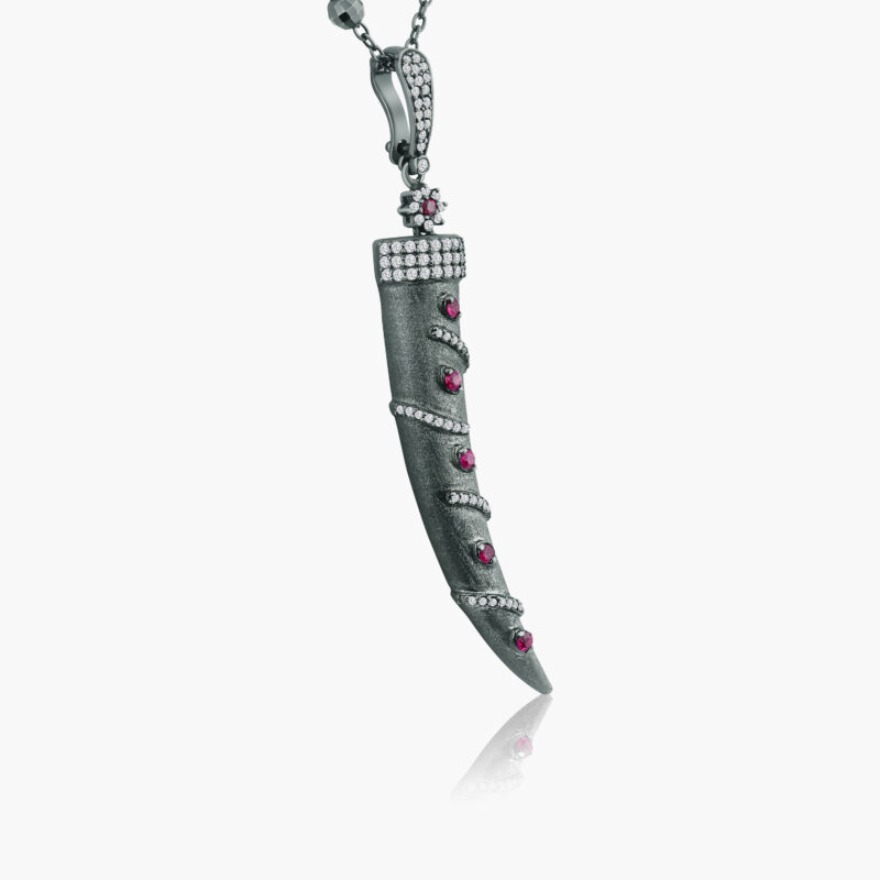 CLAW PENDANT :: STERLING SILVER WITH PRECIOUS STONES MODEL PD21997-GS - Image 2