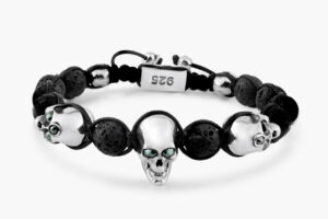 BR808SS-BK THREE SKULLS LAVA STONE FRONT VIEW