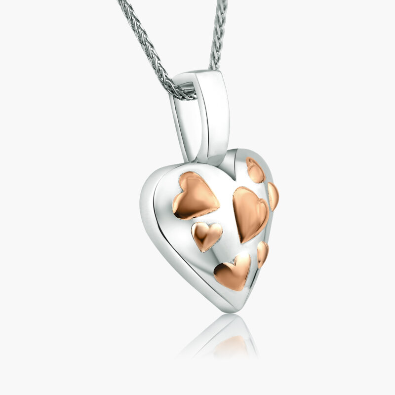 LADIES' HEARTS PENDANT :: HEARTS POUNDING IN WHITE GOLD AND ROSE HEARTS MODEL PD7403WHGD-RGP - Image 2